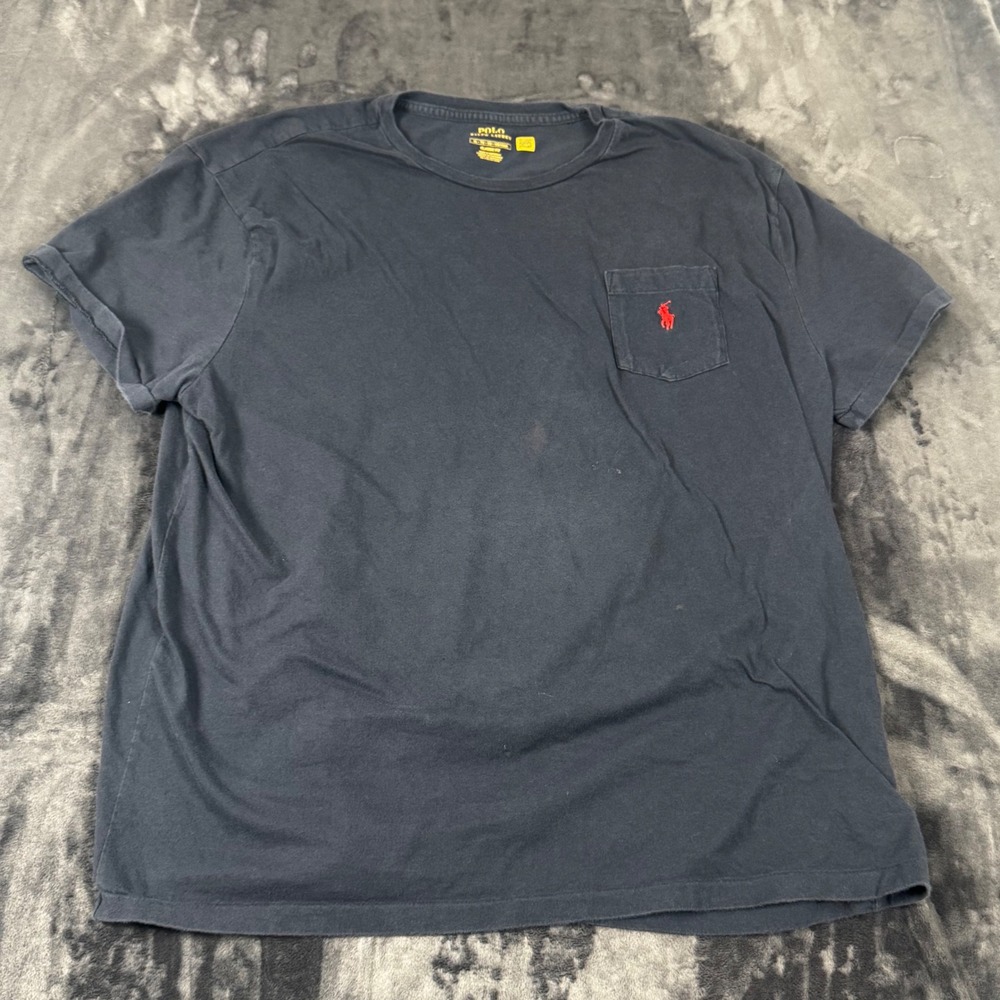 Polo Ralph Lauren T-Shirt Mens XL Navy Blue Pocket Short Sleeve Classic Fit